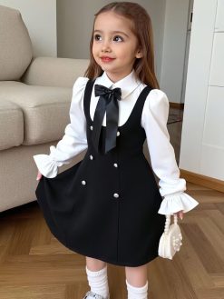 Girls’ Preppy School Uniform Dress