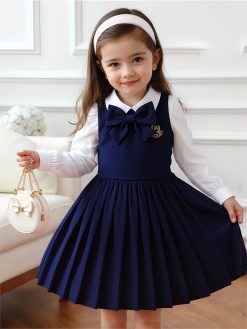 Girls’ Navy Pleated School Dress Uniform